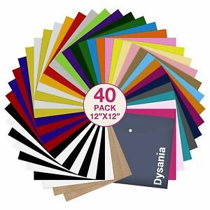 HTV Heat Transfer Vinyl Bundle - 40 Pack (12&#034; x 12&#034;) Iron on Vinyl for T-Shirt