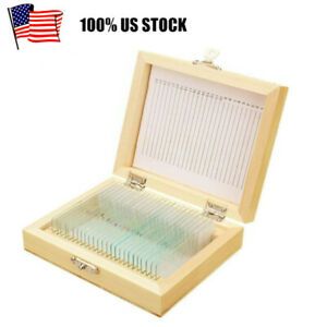 Wooden Microscope Slide Storage Box For 25 Slides Specimen Holding Storage Case