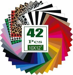 HTV Heat Transfer Vinyl Bundle: 42 Pack 12&#034; x 10&#034; Iron on Vinyl for T-Shirt