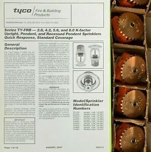 TYCO TY3131 Upright Quick Response Fire Sprinkler Hd 155F 5.6K Factor 20 pcs