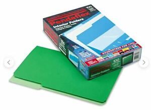 Pendaflex Interior File Folders, 1/3 Cut Top Tab, Legal, Green, 100/Box