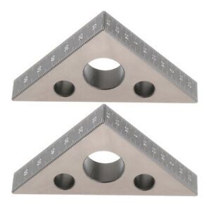 2 lot Metric Aluminum Alloy Carpenter Triangle Square Ruler Easy-Read Silver