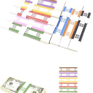 300 Assorted Money Bands, Self Adhesive Currency Straps, ABA Standard Colors ...