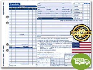 Adams Garage Repair Order Forms, 8.5 X 11.44 Inches, 3 Part, 50 Sets, White and