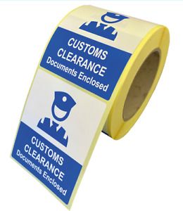 Customs Clearance Documents Enclosed Courier Stickers / Labels 103 x 80mm