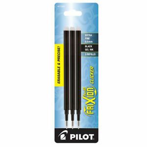Pilot FriXion Ball Clicker Ink Refills, Extra Fine Point, 0.5mm, Black Ink, 3 PK