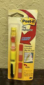 POST IT Flag Highlighter 150 Red Flags and 1 Yellow Highlighter - New Sealed