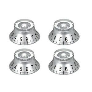 4pcs 6mm Potentiometer Knob LP Electric Guitar Acrylic Volume Knobs Silver Tone