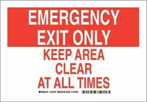 BRADY 123787 Emergency Exit Sign,7&#034;X10&#034;,Polyester