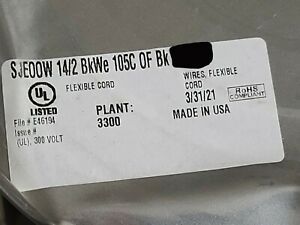 Southwire 550559 14/2C Seoprene SJEOOW 300V 105C TPE Power Cable Cord /25ft