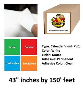 ECO SOLVENT Wide Format Printing SELF-ADHESIVE Vinyl Media White Matte 43&#034;x150&#039;