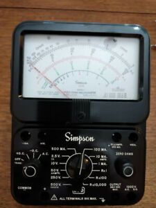 Simpson 1000v 10a 20m Ohms 260-7  Analog Multimeter w/ Test Leads &amp; Clips