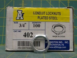 (98) ARLINGTON 402 3/4&#034; TRADE SIZE CONDUIT LOCKNUT PLATED STEEL THREADED