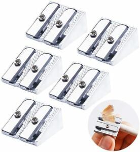 Hand Held Pencil Sharpeners 12 Pack 2 Holes Pencil Sharpener Metal Silver