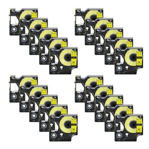 20PK 18431 IND Vinly Label Tape for Dymo Rhino 1000 4200 Black on Yellow 3/8&#034;