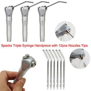 3Pcs Dental Triple Water Spray Syringe Handpiece w. 2 Nozzles Tips Tube FDA