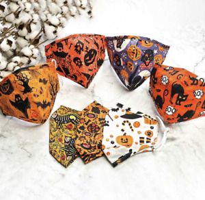 Halloween Face Mask Reusable Washable Cotton Mask Adult Pumpkin Cats Filter Pock