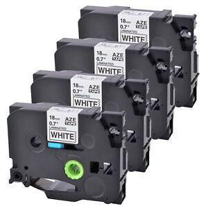 4PK Compatible with Brother TZ241 TZe-241 Black on White Label Tape PT-D600 0.7&#034;