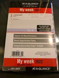 2022 At-A-Glance 061-285Y Day Runner Weekly Monthly Planner Refill 5-1/2x8-1/2&#034;