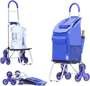dbest products Stair Climber Bigger Trolley Dolly, Blue Shopping Grocery Cart