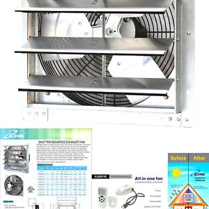 iLiving - 16&#034; Wall Mounted Exhaust Fan - Automatic Shutter - Variable Speed -...
