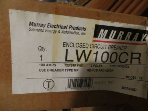 Murray enclosed circuit breaker 100 amps  lw100cr 2pole 220 volt for sale
