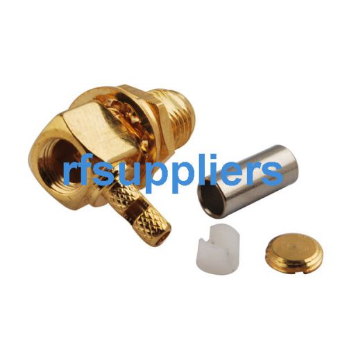 2 x rp-sma crimp jack(male pin) ra connector for lmr100 new sma right angle for sale