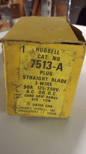 Hubbell plug straight blade 7513-a 50a 125/250v   3c for sale