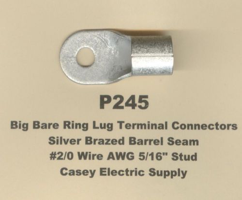 2 Bare RING Lug Brazed Barrel Seam Terminal Connector #2/0 Wire 5/16 Stud MOLEX