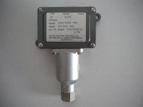 UE United Electric Controls J6 612V Pressure Switch Range 200/3000 PSI