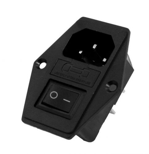 AC 250V 10A 3 Terminals Rocker Switch C14 Inlet Male Power Plug