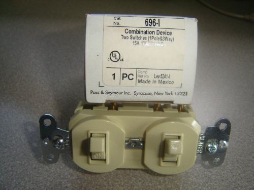Pass &amp; seymour 696-i ivory combination 3 way &amp; 1 pole switches 15a 120/277v nib for sale