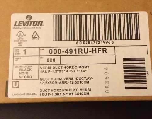 Leviton 491RU-HFR Versi-Duct Front-Rear Horizontal Cable Manager 1RU NEW IN BOX
