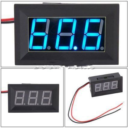 Mini 2 wire dc 4.5-30v blue led panel digital display voltage meter voltmeter for sale