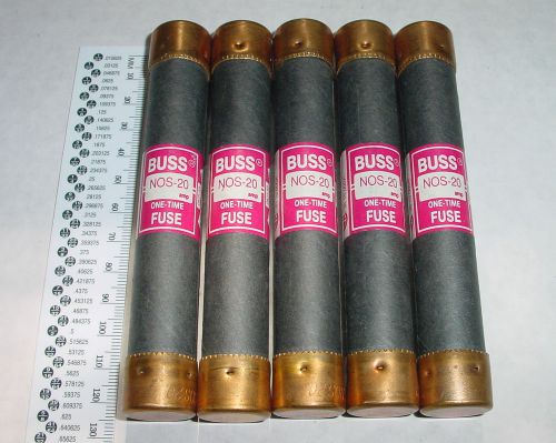 NEW Lot of 5 Cooper Bussmann Buss NOS-20 Amp 600 VAC Class K5 One-Time Fuses