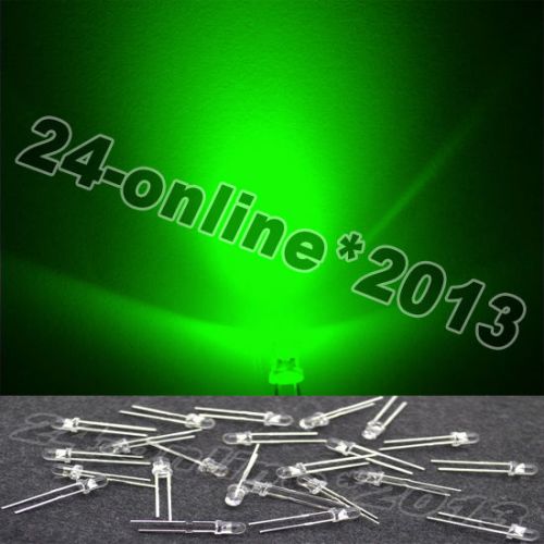 1000pcs 3mm 2pin waterclear green round top plug-in led lamp beads diy for sale