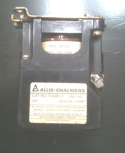 Allis-Chalmers Contactor CAT #3TA68 22  2NO 2NC 600V 10A