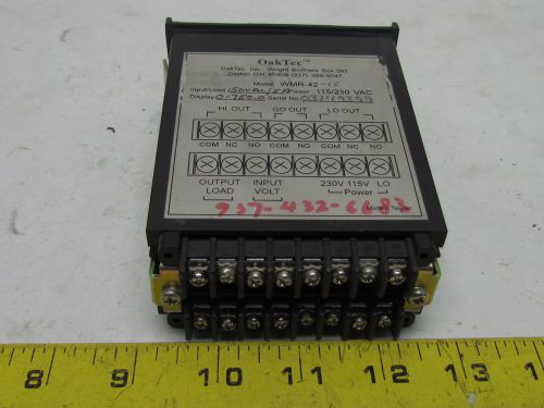 OaKTec WMR-42-15 Dual Limit Watt Meter 115/230VAC For Parts or Repair