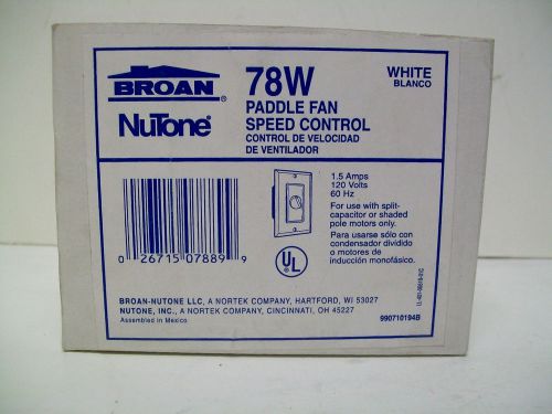 NuTone 78W Paddle Fan Speed Control 1.5 Amp 120 Volts 60 Hz  White