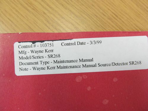 WAYNE KERR SR268 RF Source Detector Maintenance Manual w schematics (copy)