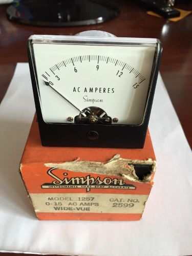 Simpson Model 1257 0-15 AC Amps Wide-Vue *New In Box* Vintage