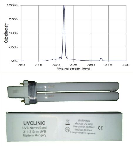 9W UVCLINIC Narrowband UVB bulb with capacitor for electronic ballast