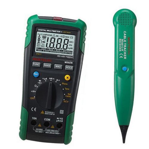 Digital 2 in1network  multimeter cable tracker tester auto &amp; manual range ms8236 for sale