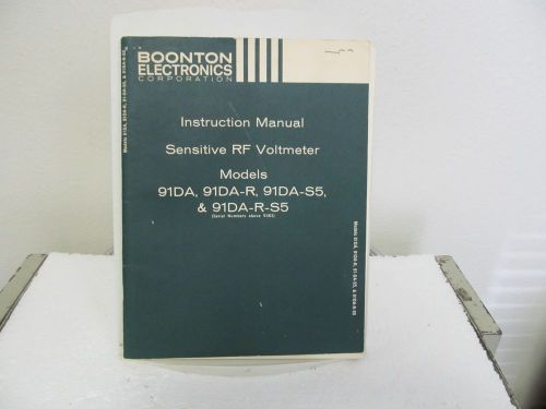 Boonton 91DA, 91DA-R, 91DA-S5, 91DA-R-S5 Sensitive RF VM Instruction Manual