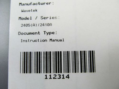 Wavetek 2405/2410A Signal generator Instruction Manual w/ Schematics.Rev B