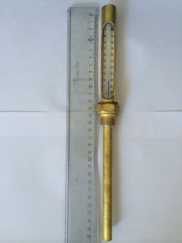 Industrial Glass Tank Thermometer Range 0-100 deg Temperature Brass No Digital