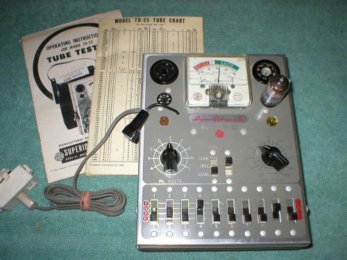 SUPERIOR INSTRUMENTS TD-55 TUBE TESTER WITH MANUAL, CHART, &amp; CASE   &#034;WORKING&#034;