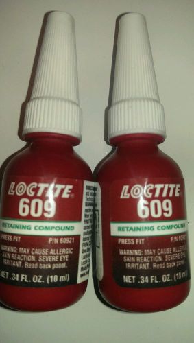 Lot of 2 bottles of loctite 10-ml ea. retaining compound 609 general purpose. for sale