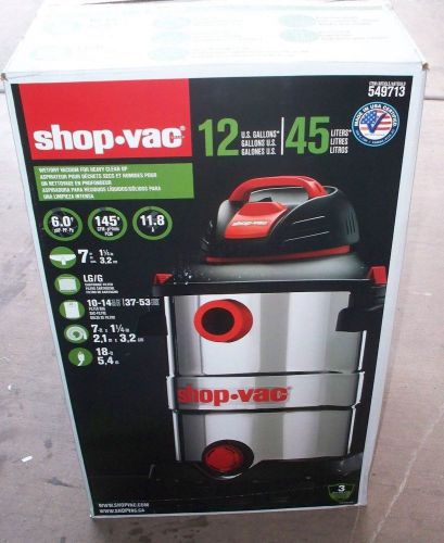 Shop-vac 12-gal 6-peak hp- stainless steel- wet/dry shop vac - brand new in box for sale