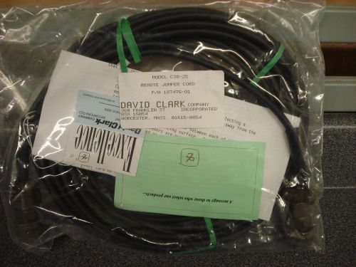 David clark remote jumper cord 25ft c38-25 - new for sale